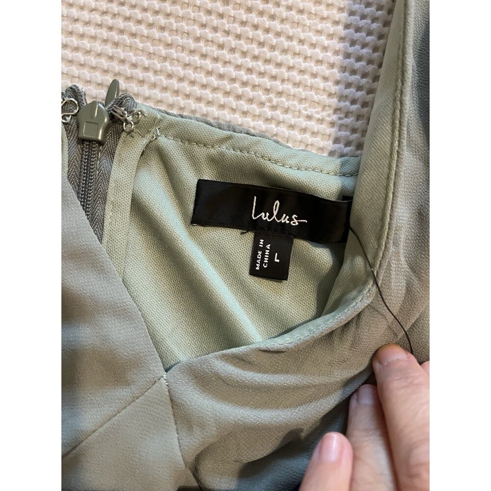 Lulus Tier Elegance Dress Women's Sage Brush Maxi Long Sleeve Tiered NWT L - Picture 7 of 8